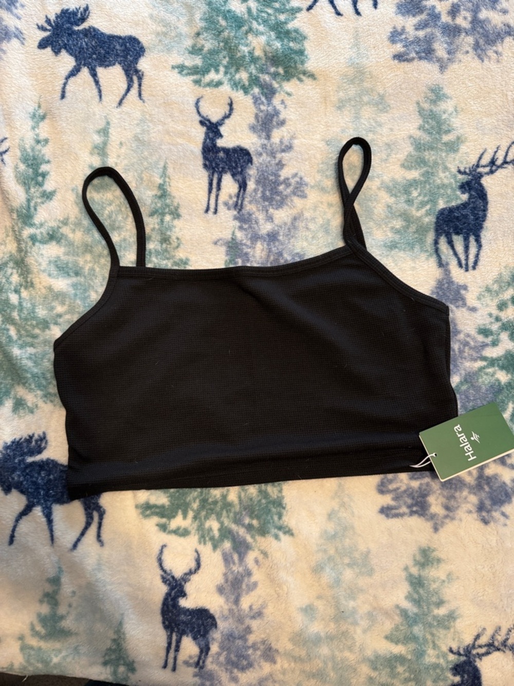 HALARA Black Ribbed Cropped Cami